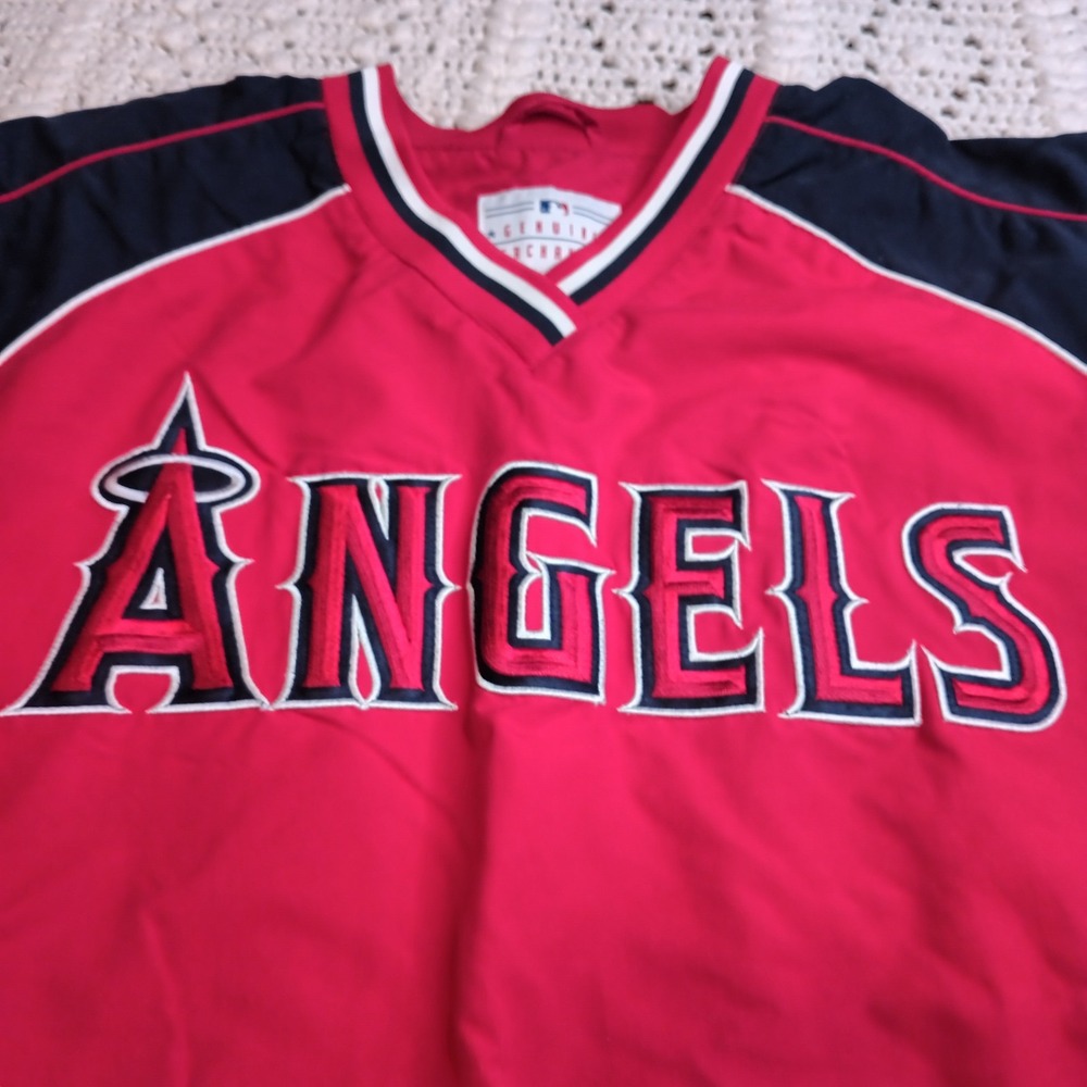 Vtg Los Angeles Angels Pull Over Jacket Mens XL MLB Genuine Merchandise Red Blue - Picture 4 of 8
